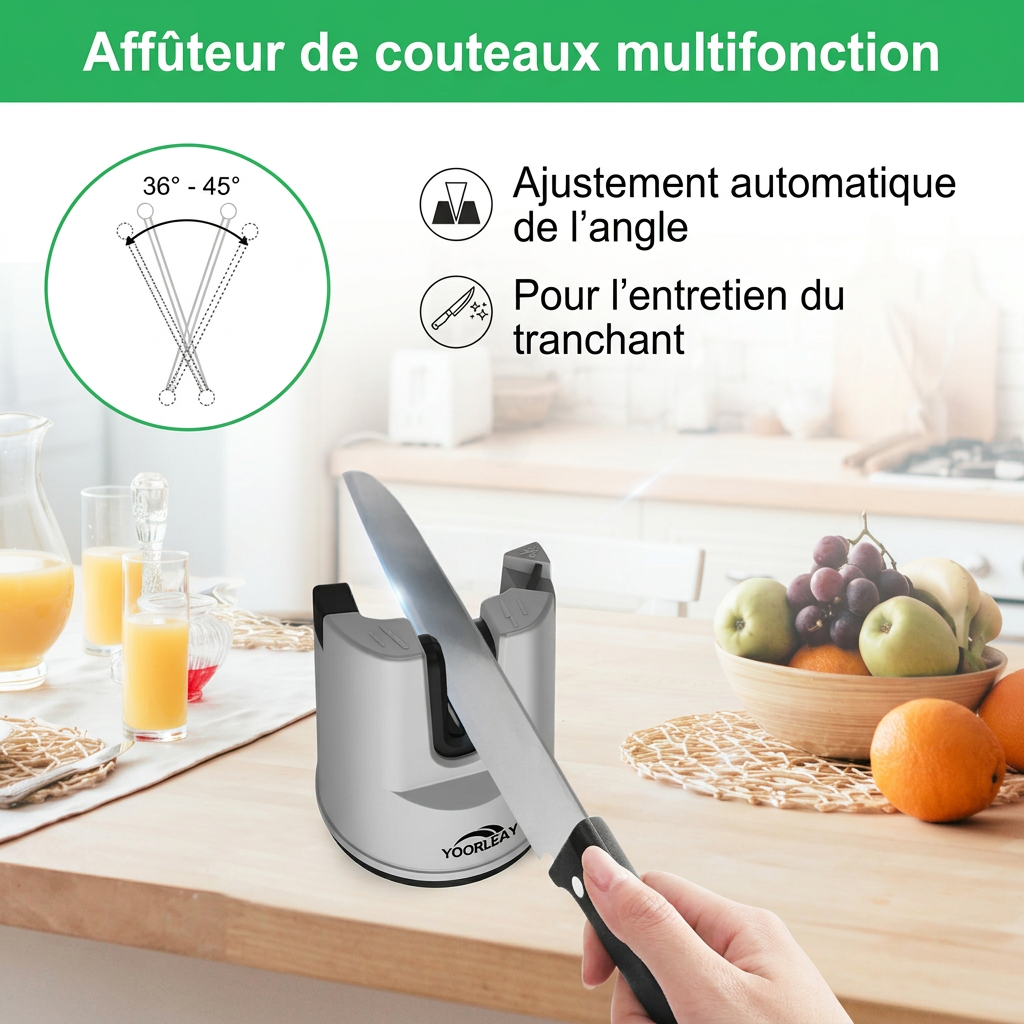 Affûteur de couteaux et ciseaux à ventouse