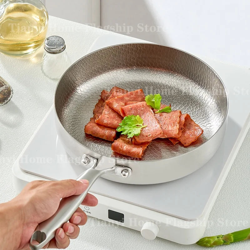 Poêle Antiadhésive Titane Inox 20/24/28cm Induction | Premium