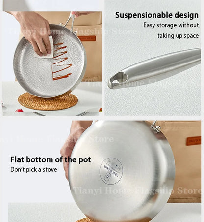 Poêle Antiadhésive Titane Inox 20/24/28cm Induction | Premium