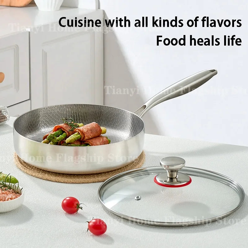 Poêle Antiadhésive Titane Inox 20/24/28cm Induction | Premium