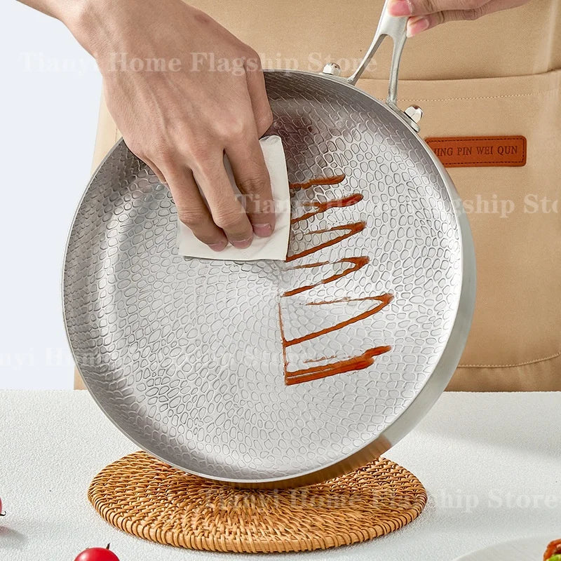 Poêle Antiadhésive Titane Inox 20/24/28cm Induction | Premium
