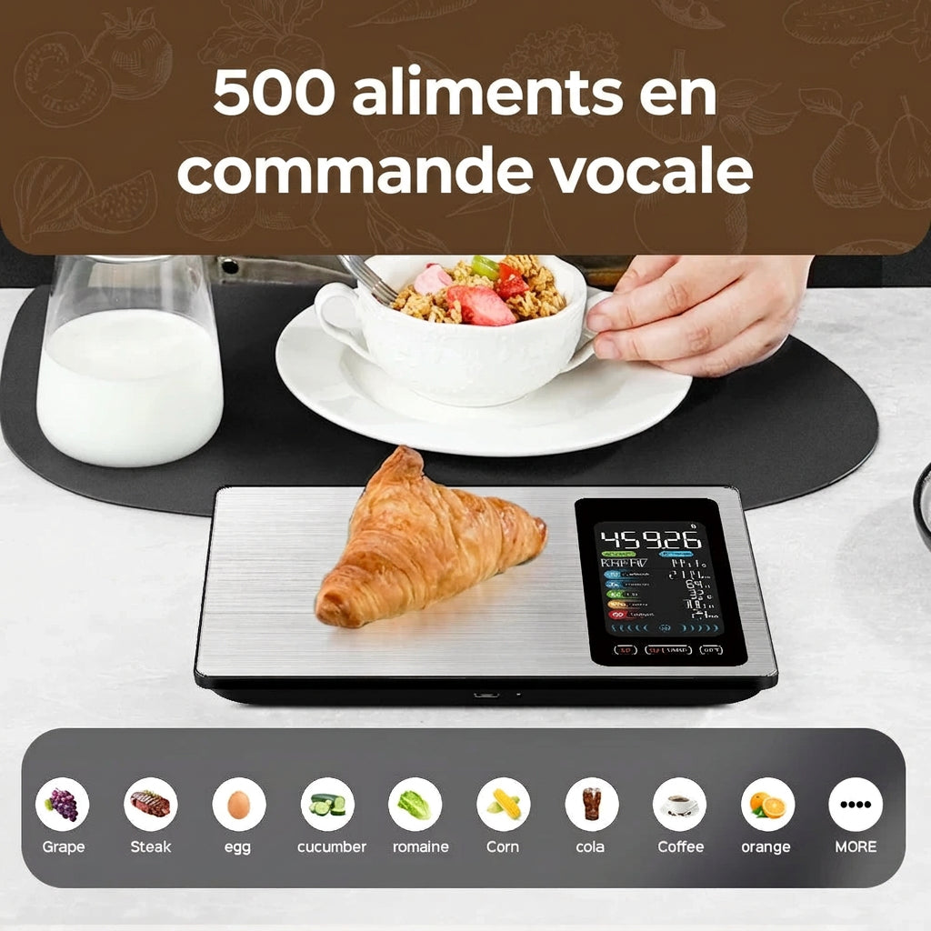 balance avec des aliments déjà programmés en commande vocal