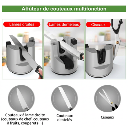 Affûteur de couteaux et ciseaux à ventouse