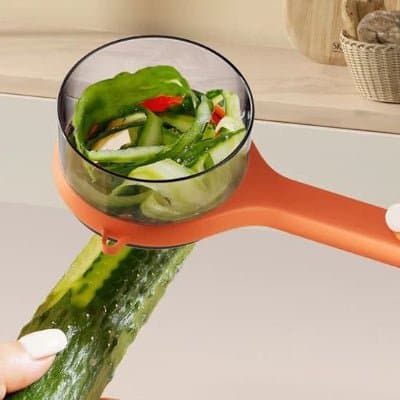Éplucheur à légumes EcoPeel™ poignée ergonomique longue acier inoxydable - Cuisinezchezvous.com