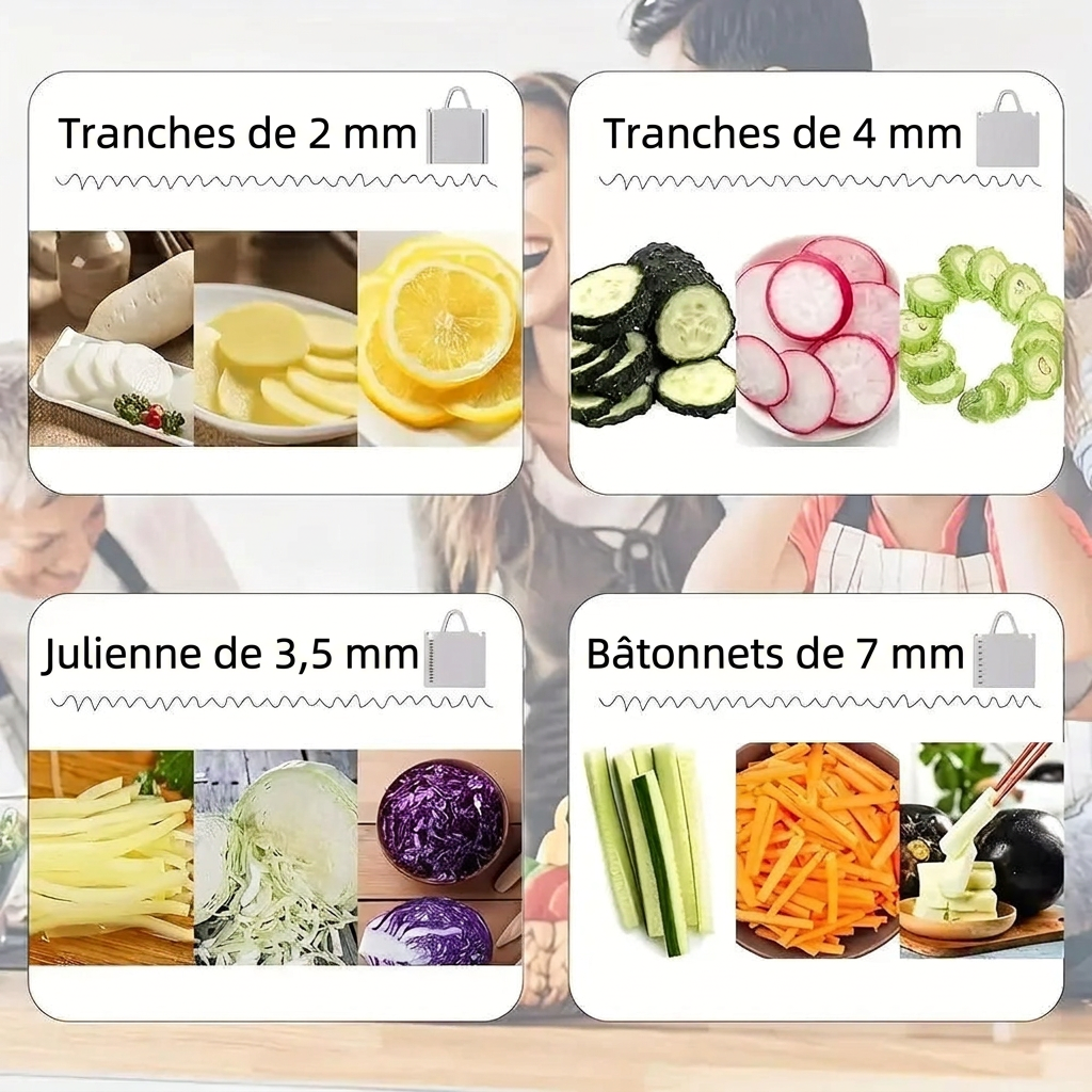 La mandoline et la variété de toutes les épaisseurs de tranche disponible