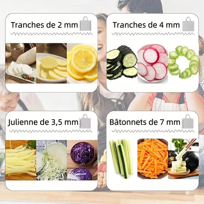 La mandoline et la variété de toutes les épaisseurs de tranche disponible