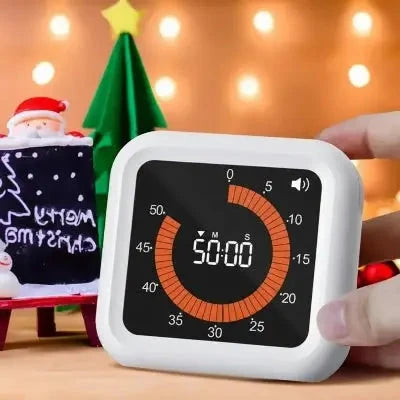 Vue de profil montrant le design compact et élégant de la minuterie rotative rechargeable par USB.