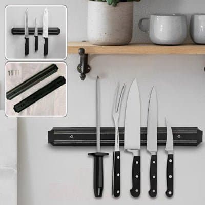 Porte couteaux magnétique avec  vos couteaux tous alignés et sécuritaire - Cuisinezchezvous.com