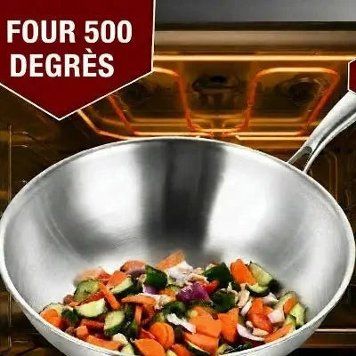 Intérieur poli finition starburst wok inox tri-plis - Cuisinezchezvous.com